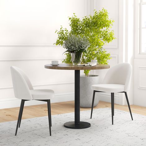 Set aus 2 Esszimmerstühlen, skandinavischen Küchenstühlen, gepolsterten Samtstühlen mit konischen Metallbeinen