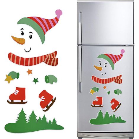 Magnets Réfrigérateur Bonhomme De Neige - 90 x 30 cm - Décoration Fête De Fin D Année Et Noël Pour Porte Métallique, Armoire, Garage, Bureau (1/5)