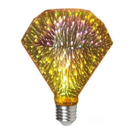 Lot de 1 ampoule LED vintage Edison, D95 3 W, ampoule à filament de feu d'artifice 3D colorée, 300 lumens, 2700 K (blanc chaud), ampoule décorative, culot moyen E27 [Classe énergétique A+] (1/3)