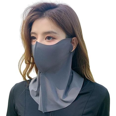 6-pack UPF 50+ Ice Silk Face Masks with Neck Cover - Unisex, UV Protection, Cool and Breathable, Suitable for Outdoor Activities such as Golf, Fishing, and Hiking - Black (1/5)