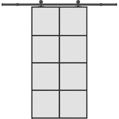 Schiebetür mit Beschlag 102,5x205 cm ESG-Glas & Aluminium