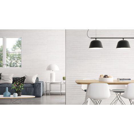 Melun – Azulejo de pared pasta blanca · interior - Blanco - 33x100 cm Relieve (pared) - Caja · 4 piezas (1,33 m²) (1/5)