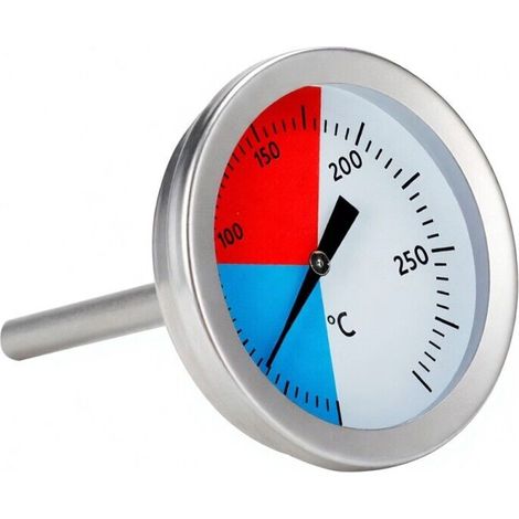Thermomètre de cuisson en acier inoxydable, gradué de 0 à 300 degrés Celsius, pour barbecue, grill, fumoir et four. (1/5)