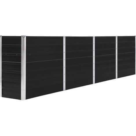 Vidaxl – Jardinière rectangulaire 320x40x77 cm en acier galvanisé anthracite – Bord replié pour sécurité – Grand espace pour plantes et fleurs (1/10)