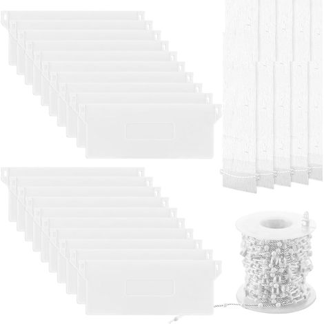 Kit de Réparation pour Stores Verticaux, Poids Inférieurs + Chaînes à Perles, Pièces de Remplacement pour Rideaux et Lattes, Blanc (127mm) (1/5)