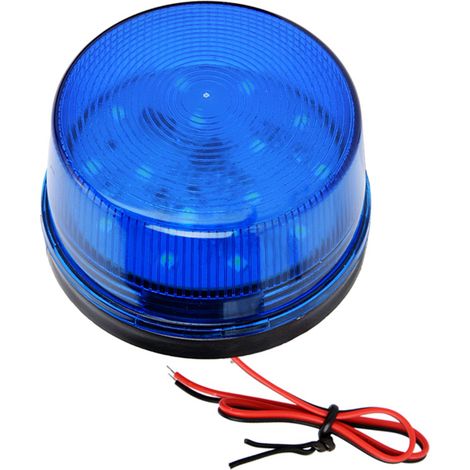 Balise stroboscopique à LED bleue 12 V, signal d'alarme d'urgence clignotant sans son (1/5)