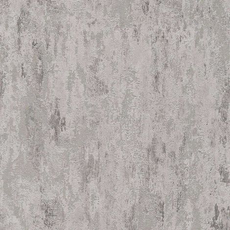 Papier peint intissé chambre adulte & couloir | Papier peint moderne gris aspect crépi | Tapisserie grise tendance idéale salon - 10,05 x 0,53 m (1/5)