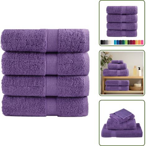 The Living Store Premium Waschhandtücher SOLUND 4 Stück Lila 30x30 cm 600 g/m² - Waschhandtuch 30x30 cm (1/5)