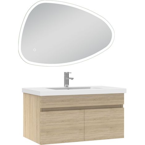 Ocean meubles simple vasque 80cm vasque + miroir 3 couleurs lumineux Chêne Wotan (1/5)