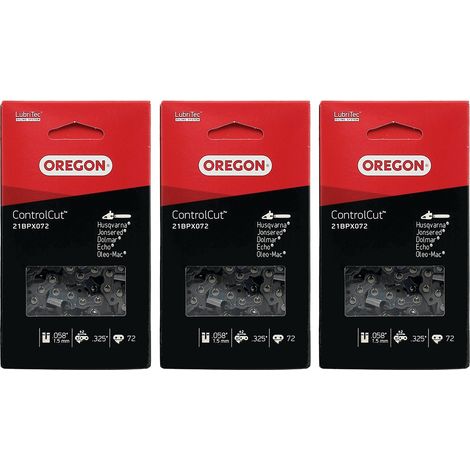 Gt Market – Lot de 3 chaînes OREGON 72 maillons – Pas 0.325' – Épaisseur 1.5 mm – Pour tronçonneuses 18 pouces – Coupe nette sans éclat