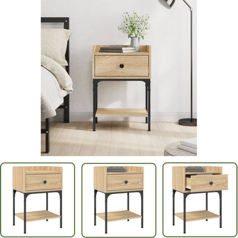 The Living Store Nachttisch Sonoma-Eiche 40,5x31x60 cm Holzwerkstoff - Nachttisch - Wohnzimmer - Esszimmer - Schlafzimmerschreibtisch - Holzwerkstoff (1/5)