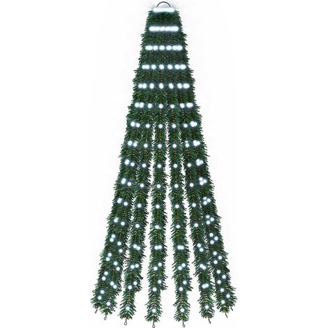 Albero di Natale LED 150 cm 240 LED Bianco freddo Acciaio Verde vidaXL (1/5)