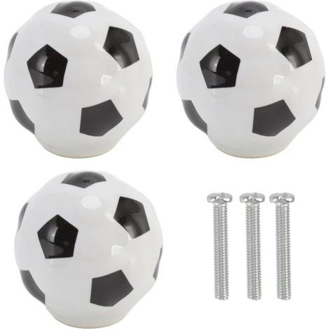 Lntyq 3 ensembles de boutons d'armoire de Football thème de sport de balle poignée de tiroir en céramique à un trou poignées pour armoire armoire (1/5)