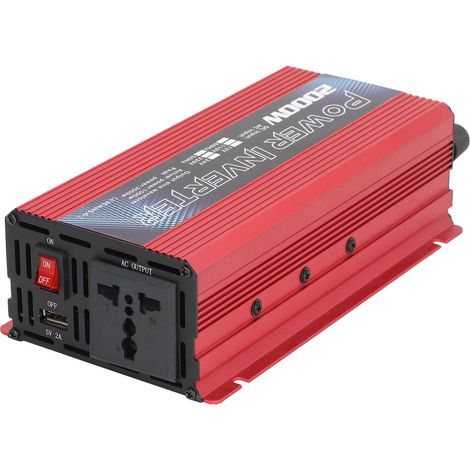 Convertisseur de puissance voiture 2000W, onde sinusoïdale modifiée, alliage d'aluminium, faible bruit, chargeur universel pour camping, panneau solaire et usage multiple (1/5)