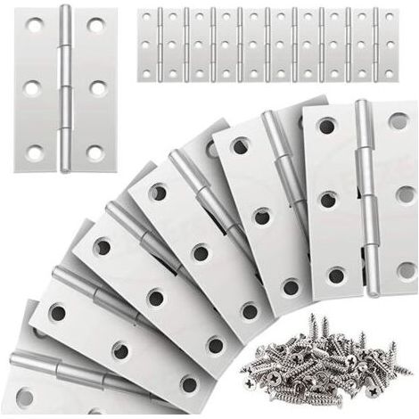20 Pièces Charniere Inox Charniere Porte Placard Pliant Plate Charnière 66  38mm pour La Maison Meubles Matériel Armoire Garde Porte Tiroir avec Vis
