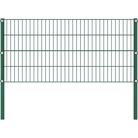 Panneau de clôture avec poteaux Fer 1,7 x 0,8 m Vert (1/4)