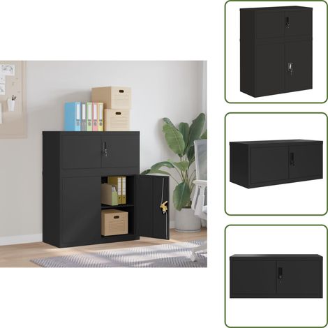 The Living Store Aktenschrank Schwarz 90x40x110 cm Stahl - Schrank (1/5)
