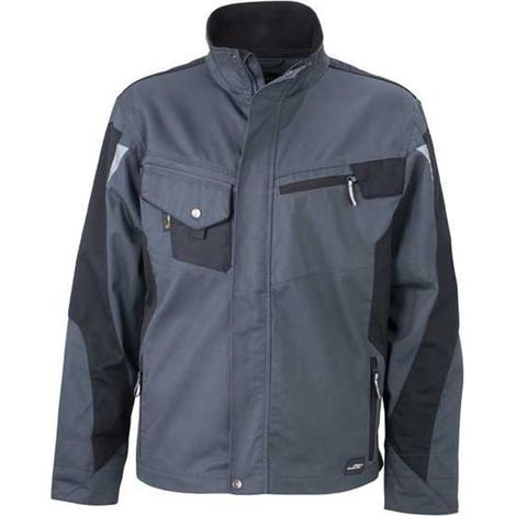 James & Nicholson Arbeitsjacke JN821 Gr. 5XL grau/schwarz