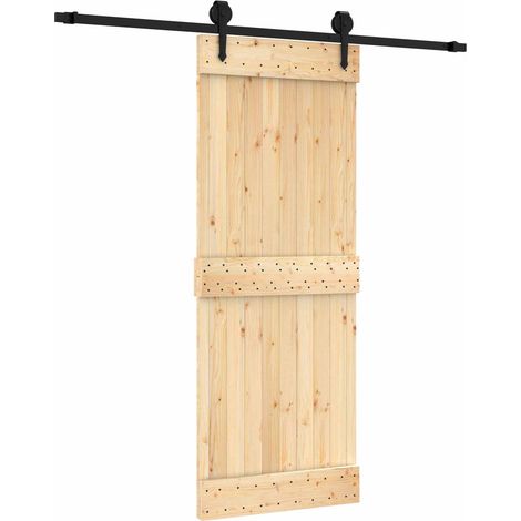 Porte coulissante Naturel et noir 80 x 210 cm vidaXL