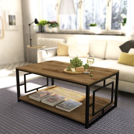 Table Basse Kelvin 120 cm avec cadre métallique