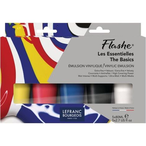 Peinture vinylique - Extra-fine - Coffret 5 couleurs - Tubes 80ml - Lefranc Bourgeois (1/2)