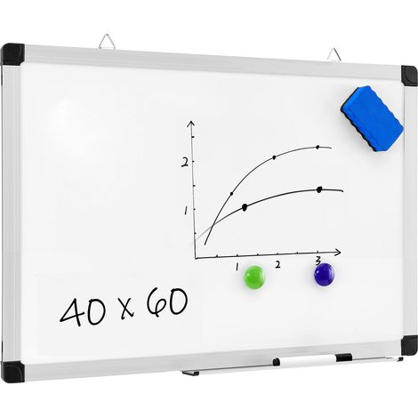 Tableau blanc Mémo magnétique, Cadre en aluminium, avec 1 Marqueur et Porte-Marqueur, pour Ecole, Cuisine, Bureau, 40 x 60 cm (1/5)