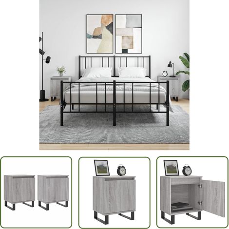 The Living Store Tables de chevet 2 pcs sonoma gris 40x30x50cm bois d'ingénierie - Table De Chevet - Meuble De Chambre - Table De Nuit - Commode - Rangement Intérieur (1/5)