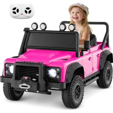 COSTWAY 12V Voiture Électrique Enfant avec Télécommande, Véhicule Électrique 4x4 avec Lumières LED Clignotantes & Musique & Klaxon, Démarrage Lent, 3-5 km/h, Charge 30kg pour 3-8 Ans (Rose) (1/5)