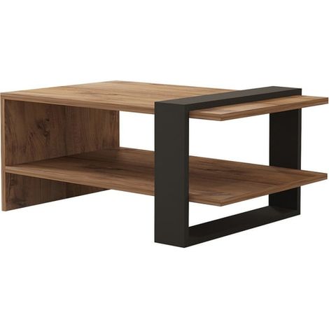 Table basse design avec double plateau en mélaminé Ova (1/4)