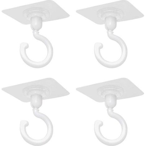 4er-Pack nahtlose Wandhaken, 360° drehbare Deckenhaken, Handtuchhaken, wasserfeste, selbstklebende Haken, weiß (1/4)
