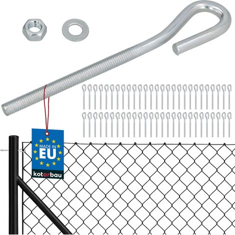 KOTARBAU® Lot de 50 Tendeur Grillage M8, Tendeur Cable pour Clôture, Acier Galvanisé, Crochet Fileté avec Écrou et Rondelle, Tendeur Fil de Fer, Argenté, Fermé (1/5)