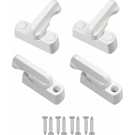 royaluxe - Lot de 4 verrous de sécurité, limiteur de rotation de fenêtre avec vis, loquets de fenêtre blancs, bloqueur de chassis pour diverses portes et fenêtres et sécurité domestique., (1/5)