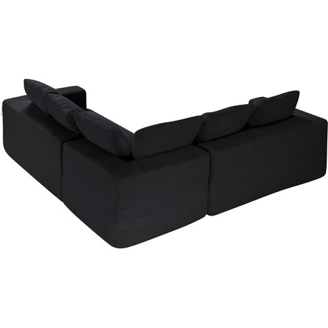 Mophorn Modular L-Shaped Sectional Sofa with Deep Seating, High-Density Sponge, and Corduroy Upholstery, Ideal for Living Rooms and Bedrooms, Black (1/5)