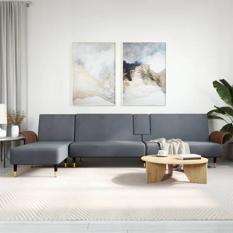 Schlafsofa in L-Form Dunkelgrau 279x140x70 cm Samt (1/5)