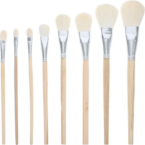Lot de 8 pinceaux en laine - Pour peinture et vernis - Pour peinture - Brillant - Fine - Laine - Pinceau à glaçure en céramique - Pinceau pour poterie - Pinceau aquarelle (1/5)