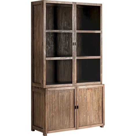 Élégante vitrine coloniale en teka recyclé - Bois teka foncé naturel (1/5)