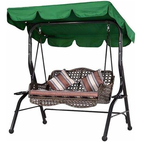 Tetto di ricambio per altalena da giardino impermeabile in tessuto 210D, copertura per altalena, tettoia sostitutiva parasole basculante anti-UV per giardino (Verde, 195x125x15 cm) - tre posti (1/5)