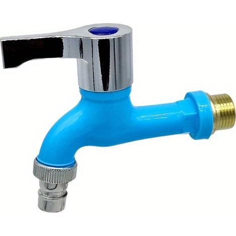 1 robinet d'extérieur G1/2, robinet ultra-résistant, étanche et antigel pour lave-linge, balai à franges, piscine, cuisine et salle de bains, bleu (1/5)