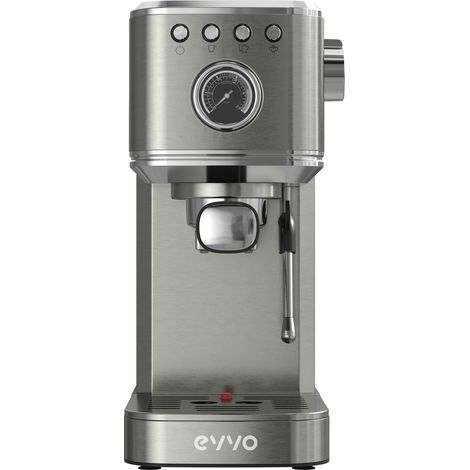 EVVO Cafetera Express Intensa, Presión de 20 bares, Cuerpo de Acero, Espressos y Capuccinos, 1350W, Doble salida, Portafiltros, (1/5)