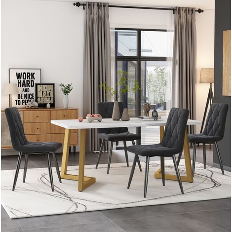 Conjunto mesa comedor con 4 sillas MDF 117x68 cm OKMYHOME (1/4)
