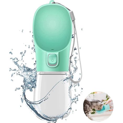Gourde/bol de voyage pour chien/chat, étanche et antibactérien, idéal pour les promenades en extérieur. Gobelet isotherme pour animaux de compagnie, parfait pour les promenades en plein air. (1/5)