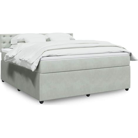 Boxspringbett mit Matratze Hellgrau 180x200 cm Samt