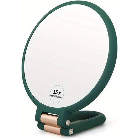 Miroir de poche grossissant x15 – miroir pliable double face avec poignée réglable – idéal pour le maquillage en voyage – Crezuo