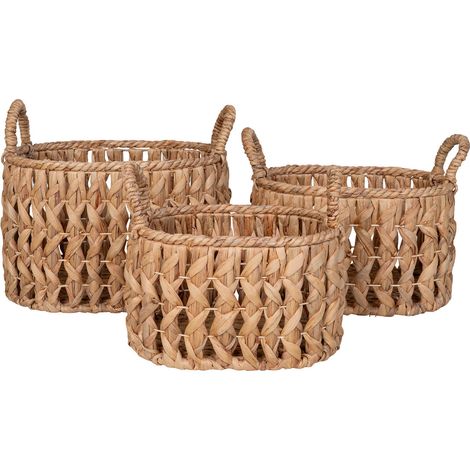 Set 3 cestini in giacinto d'acqua Balerma — naturale con manici