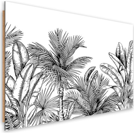 Quadro deco panel, Foglie in bianco e nero - 60x40 (1/5)