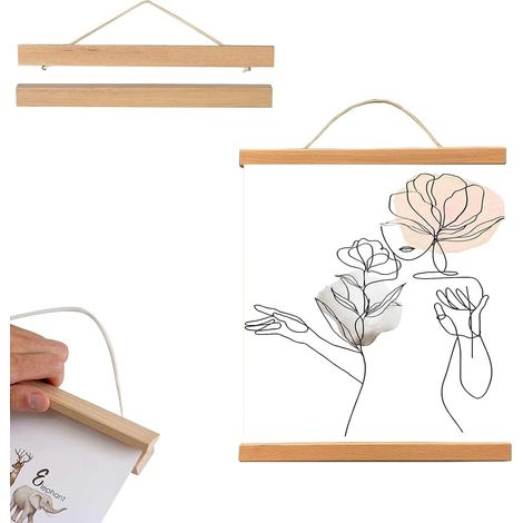 Porte-affiche, Cadre Magnétique de Photo en Bois, Moderne Photo de Bricolage Magnétique en Bois pour Afficher Peinture Tableau Dessin Décoration pour Mur (Taille : 21cm) (1/5)