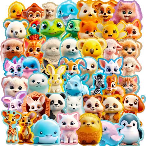 100 adorables autocollants 3D d'animaux pour vos projets de bricolage, autocollants imperméables pour cahiers, réfrigérateurs et valises, cadeaux de Noël (1/5)