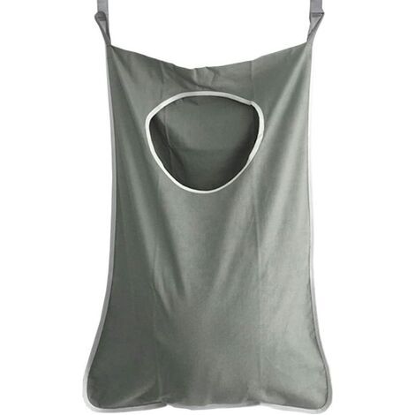 Sac à linge sale grande capacité panier à linge sac de rangement suspendu avec crochets gratuits pour dortoirs salle de bain et placard (gris) (1/5)