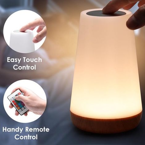 Lámpara de noche recargable por USB con control remoto,luz blanca cálida y 13 colores RGB,Lámpara despertador,Iluminación LED,15 cm (1/5)
