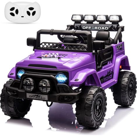 Lunsy – Voiture électrique pour enfants 12V – Télécommande 2,4G – 3 vitesses – Klaxon, musique, LED – Suspension à ressorts – 3 ans et plus (1/5)
